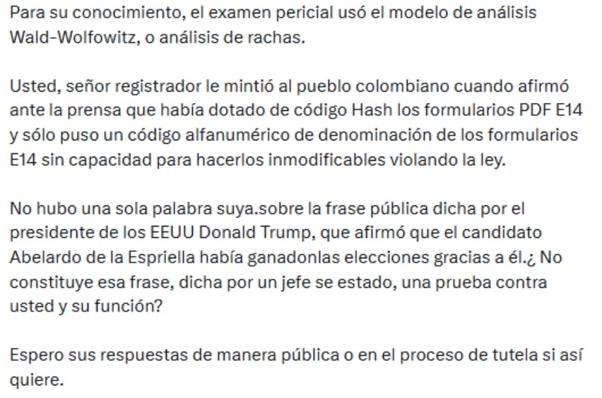 Esta es la segunda parte del mensaje de Petro.