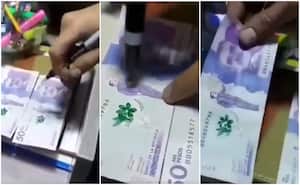 Un comerciante denunció que estos billetes falsos de 50.000 pesos están hechos con un papel muy parecido al original.