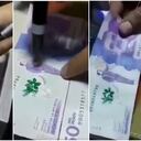 Un comerciante denunció que estos billetes falsos de 50.000 pesos están hechos con un papel muy parecido al original.