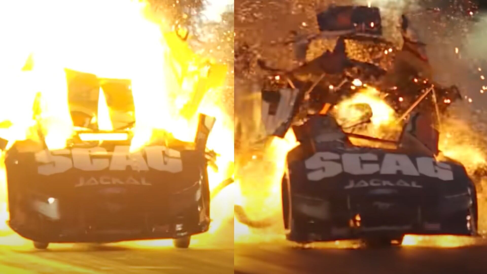 El carro del experimentado piloto Dan Wilkerson explotó a pocos segundos de haber tomado la partida.