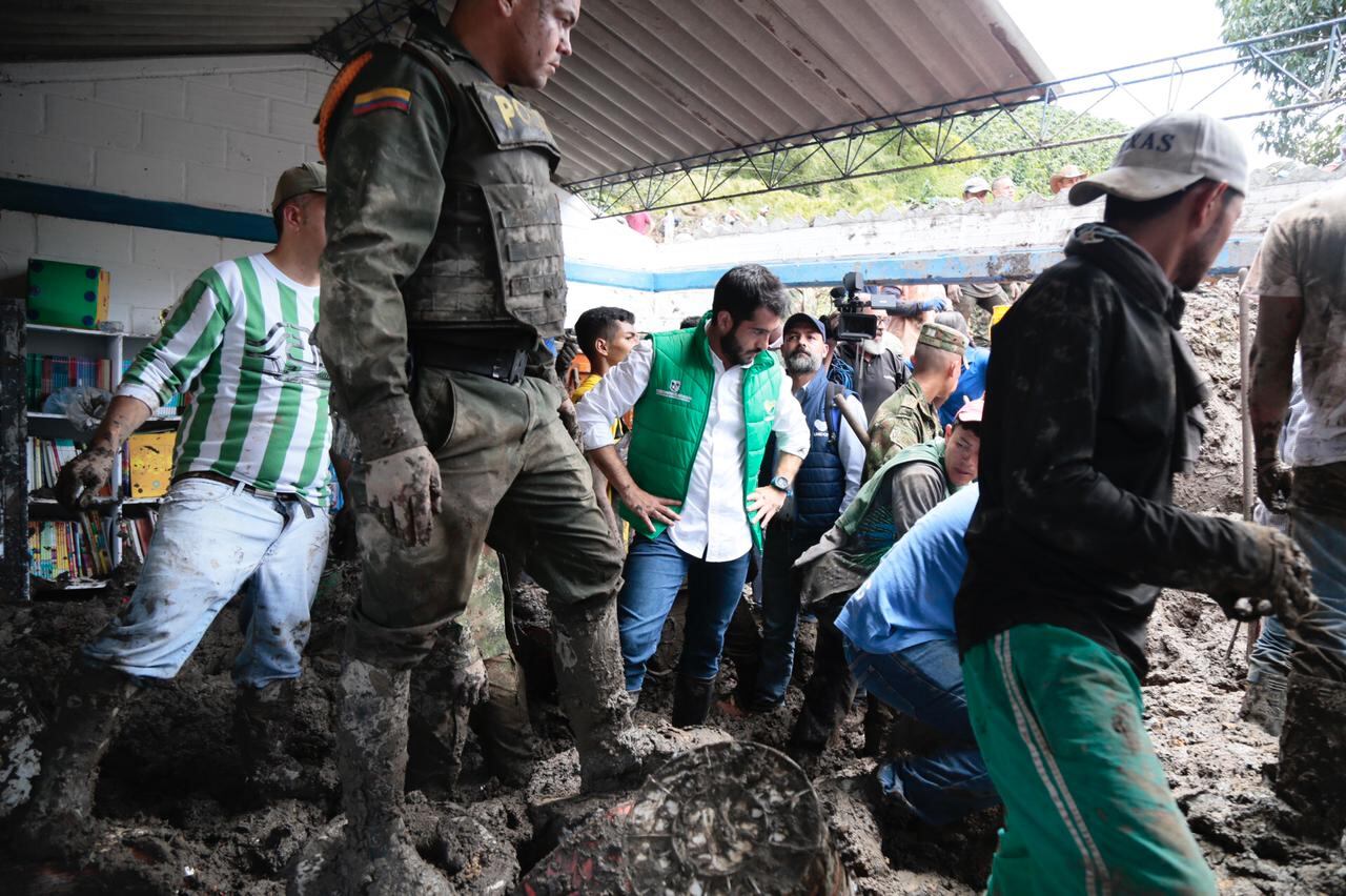 Instalaciones del colegio de La Lejía en Andes, Antioquia, luego de deslizamiento de tierra donde murieron tres niños.