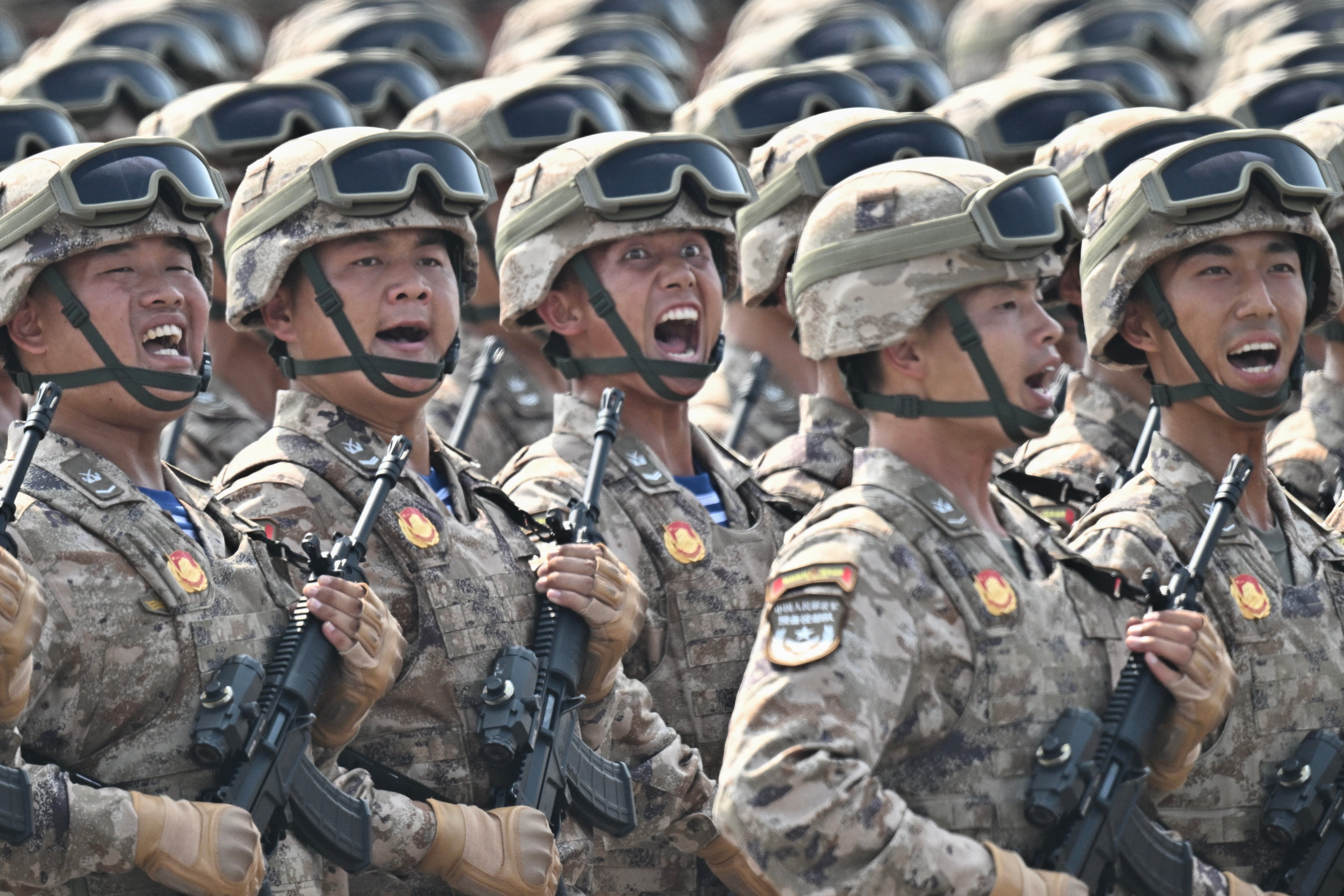 Tropas en el desfile de China