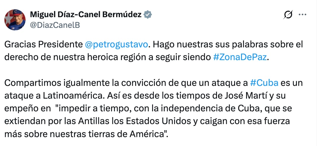 Mensaje emitido por Miguel Díaz-Canel