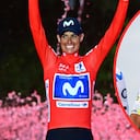 Nairo Quintana (der.) felicitó a Enric Mas (izq.) luego de la Vuelta a España 2026.