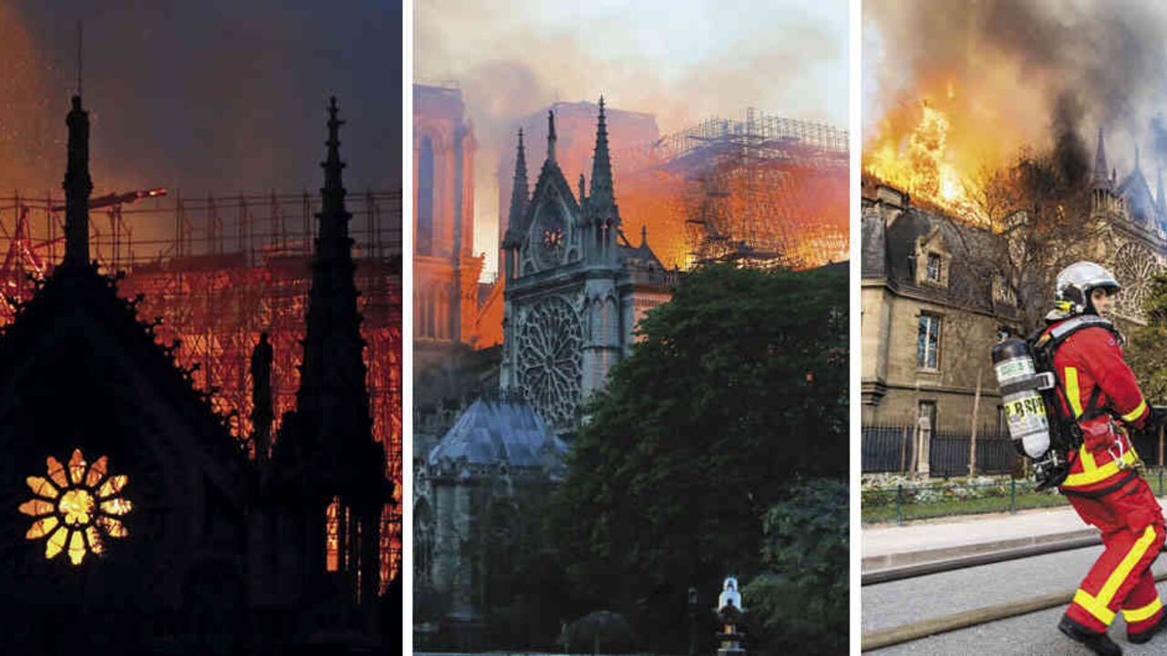 Un grupo de 400 bomberos luchó por horas contra las llamas. El capellán del Cuerpo de bomberos lideró una cadena humana que salvó muchas obras.