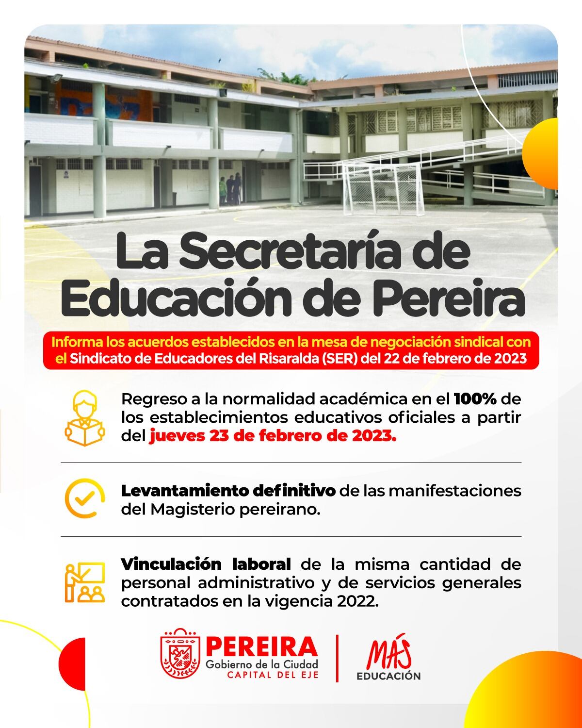 Anuncian el levantamiento definitivo de las manifestaciones del magisterio en Pereira