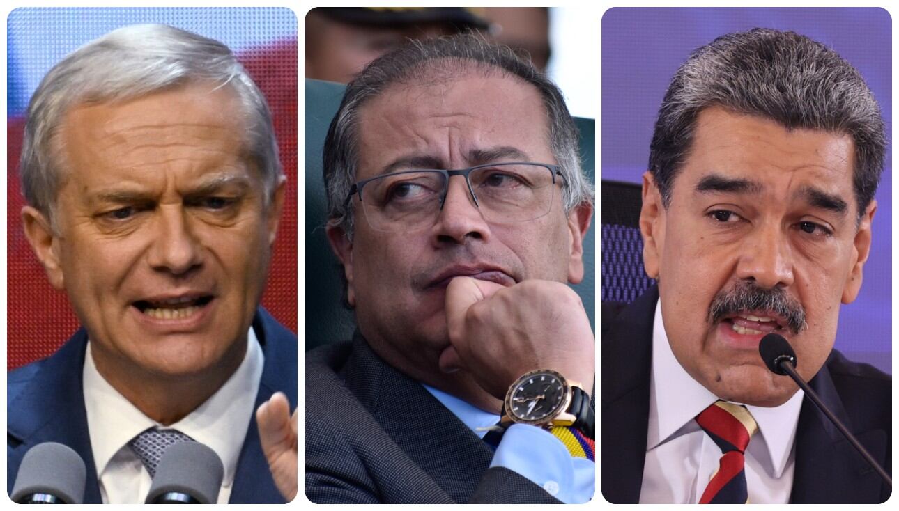 José Antonio Kast, Gustavo Petro y Nicolás Maduro