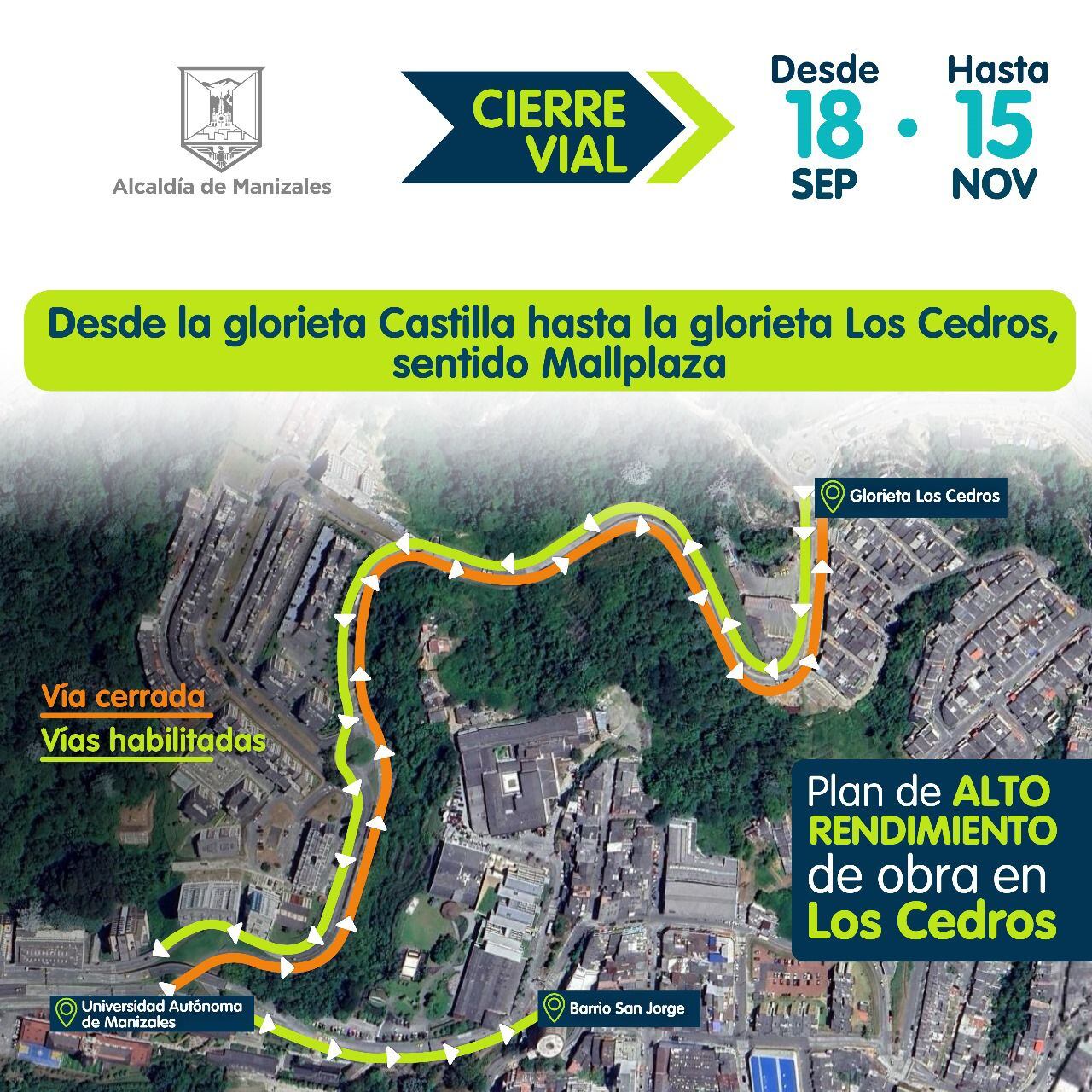 Cierres viales en Manizales