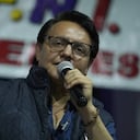 El candidato presidencial, Fernando Villavicencio, durante su intervención en un acto de campaña minutos antes de que fuera asesinado en Quito, Ecuador.