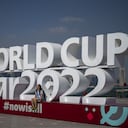 Argentinian fans gather at the Doha Corniche in Doha, Qatar, Monday, Nov. 21, 2022. (AP Photo/Manu Fernandez)