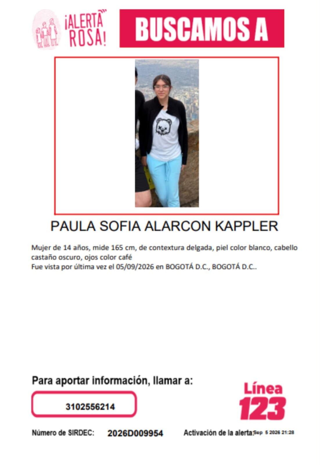 Menor de 14 años desapareció en Bogotá.