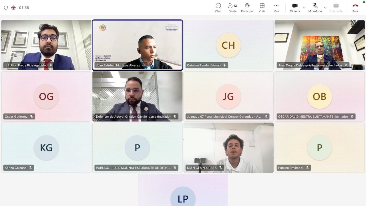 Audiencia en la que quedó en libertad Javier Arias Stunt, el influencer antioqueño detenido por presunto porte ilegal de armas de fuego.