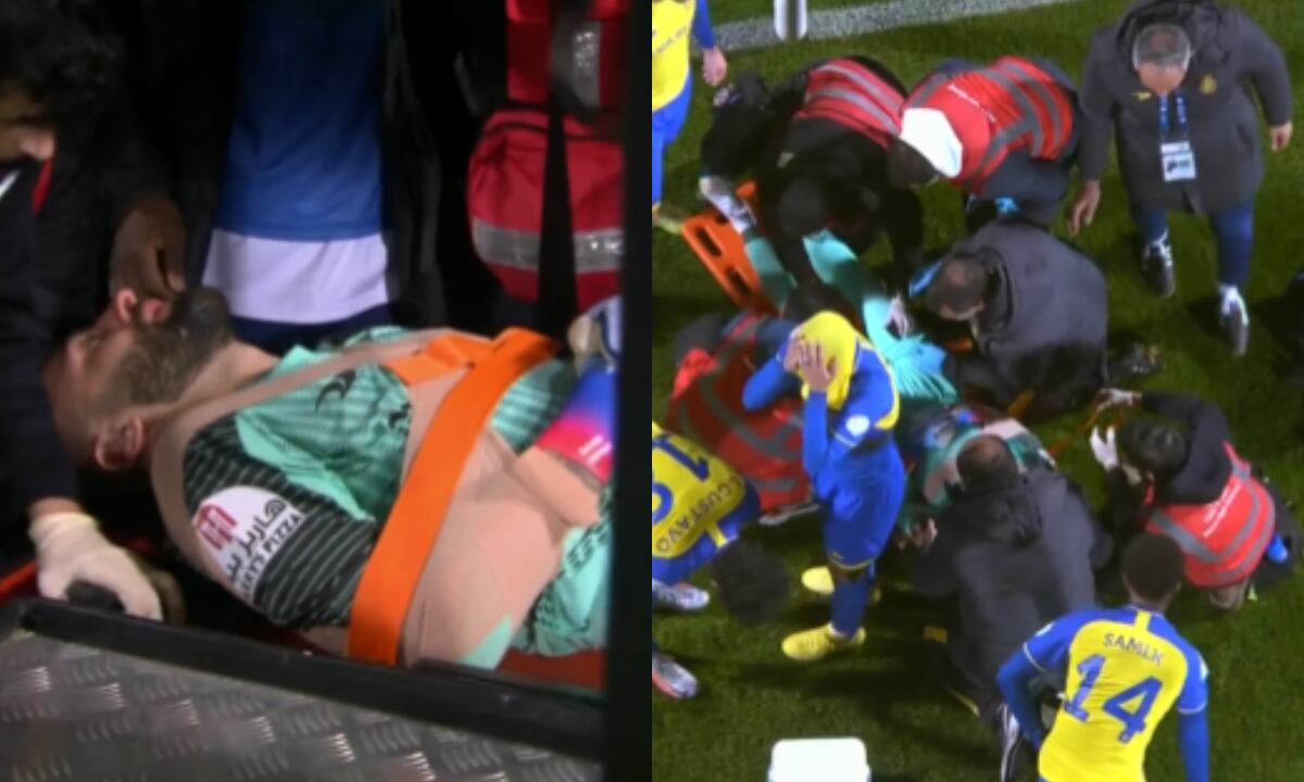 Lesión David Ospina. Foto: Captura de pantalla videos Twitter @ssc_sports.