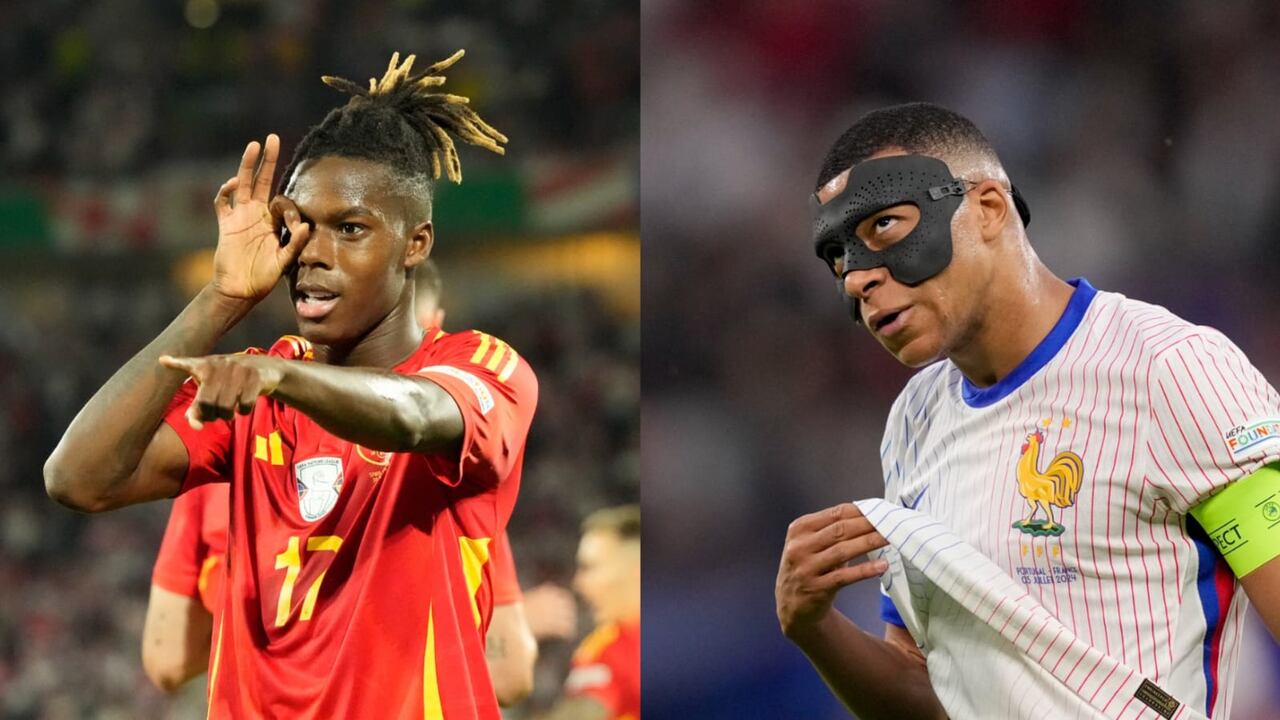 Nico Williams y Kylian Mbappé, figuras de España y Francia respectivamente.