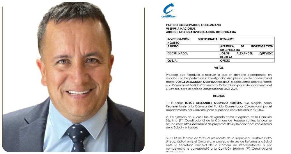 Jorge Quevedo y el inicio de la investigación disciplinaria en su contra por parte del Partido Conservador.