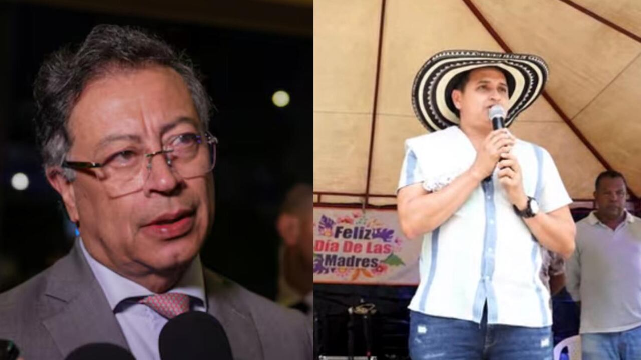 En la imagen, el presidente Gustavo Petro y el alcalde Valdivia, Antioquia, Carlos Molina.