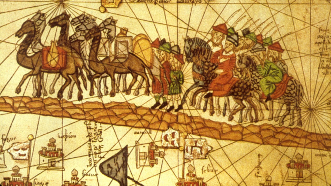Nacido en Venecia en 1254, Marco Polo recorrió la Ruta de la Seda, una ruta comercial medieval que conectaba Europa con Asia, entre 1271 y 1295.. (Photo by MPI/Getty Images)