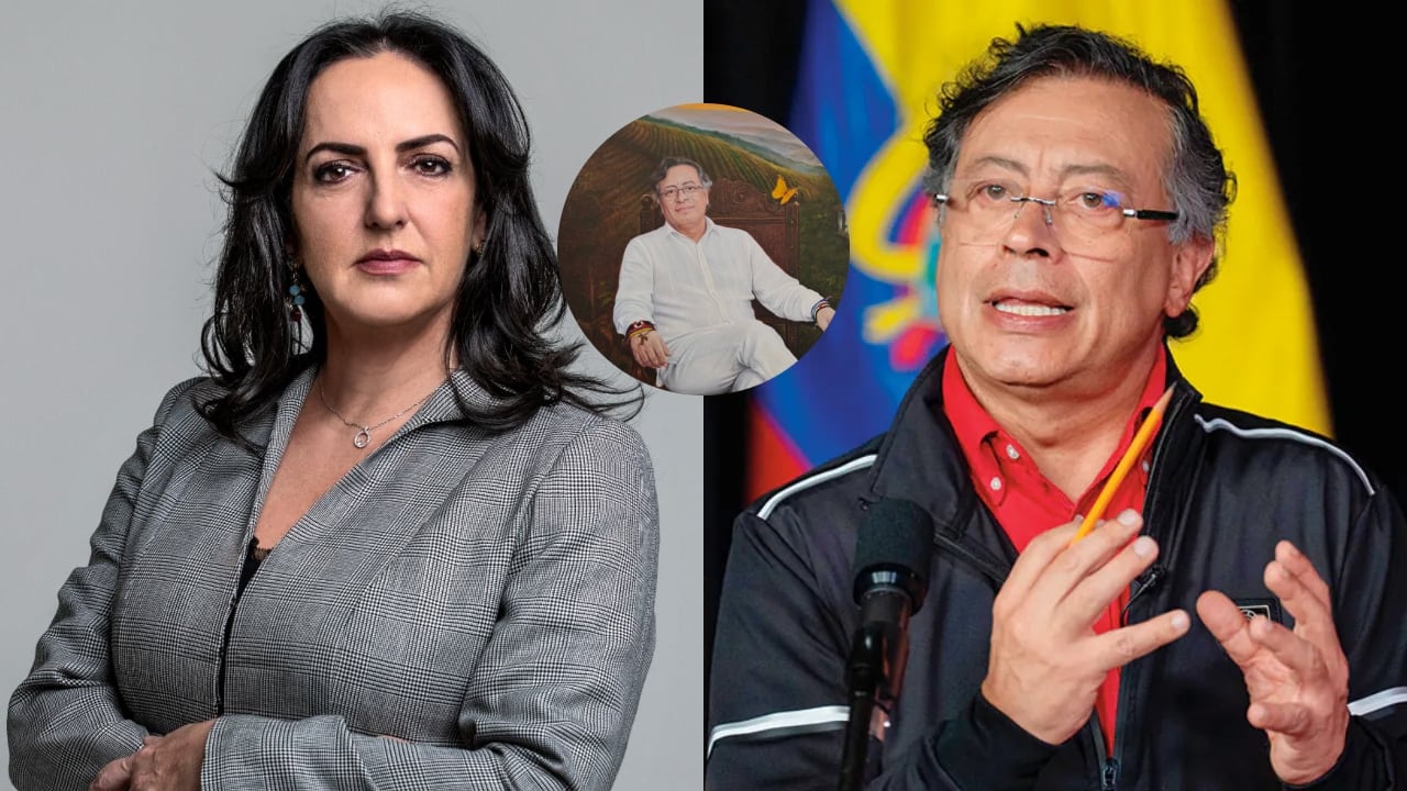 María Fernanda Cabal, el presidente Petro y el cuadro que estará en la Casa de Nariño.