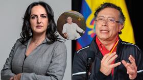 María Fernanda Cabal, el presidente Petro y el cuadro que estará en la Casa de Nariño.