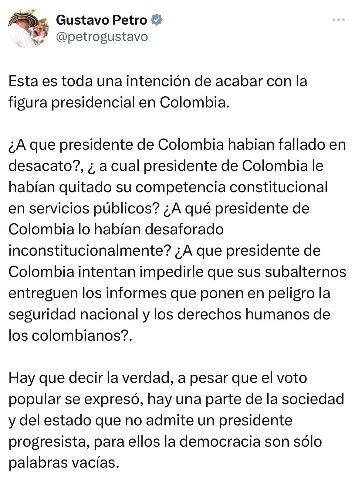 Mensaje presidente Gustavo Petro