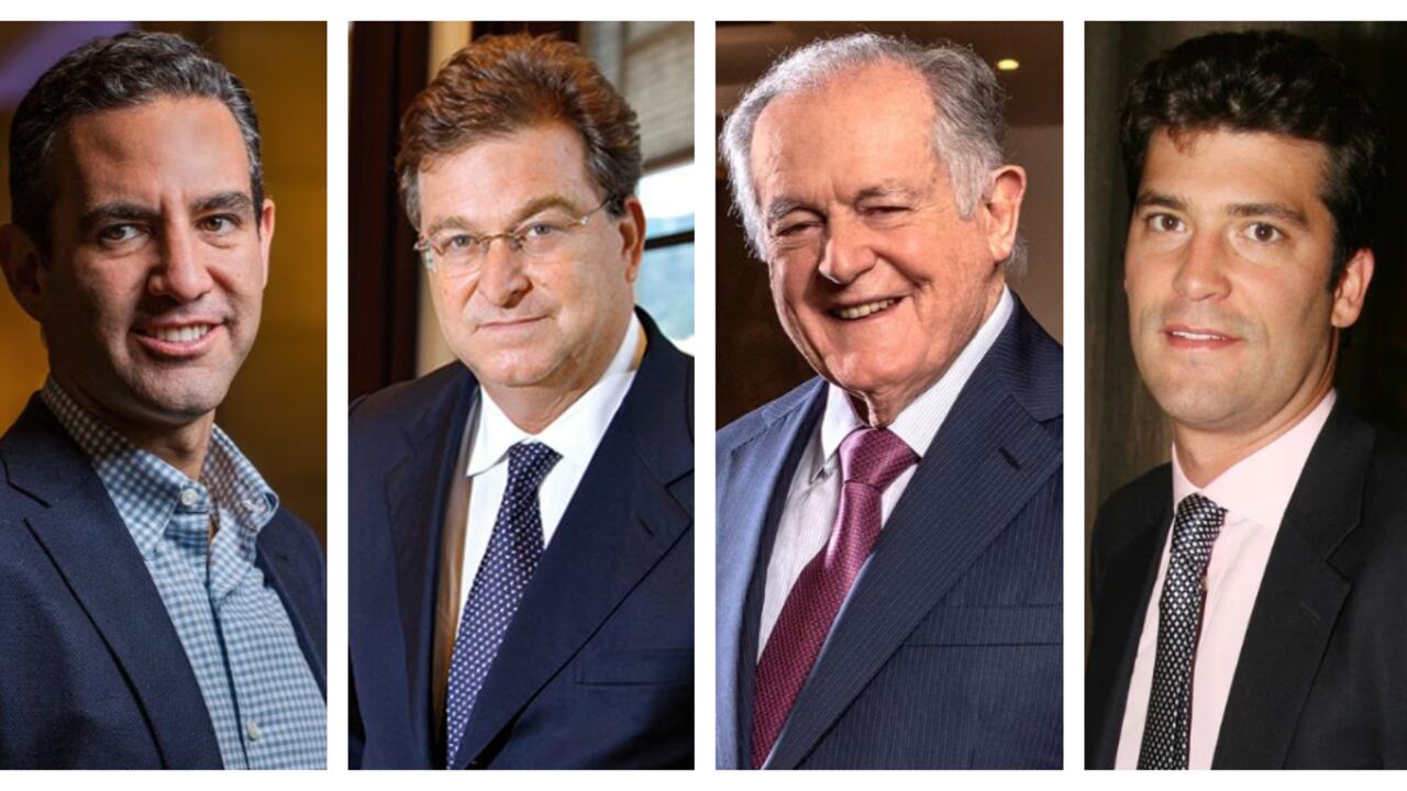 De izquierda a derecha: David Vélez, Jaime Gilinski, Luis Carlos Sarmiento Angulo y Alejandro SantoDomingo, los nombres colombianos en la Lista Forbes.