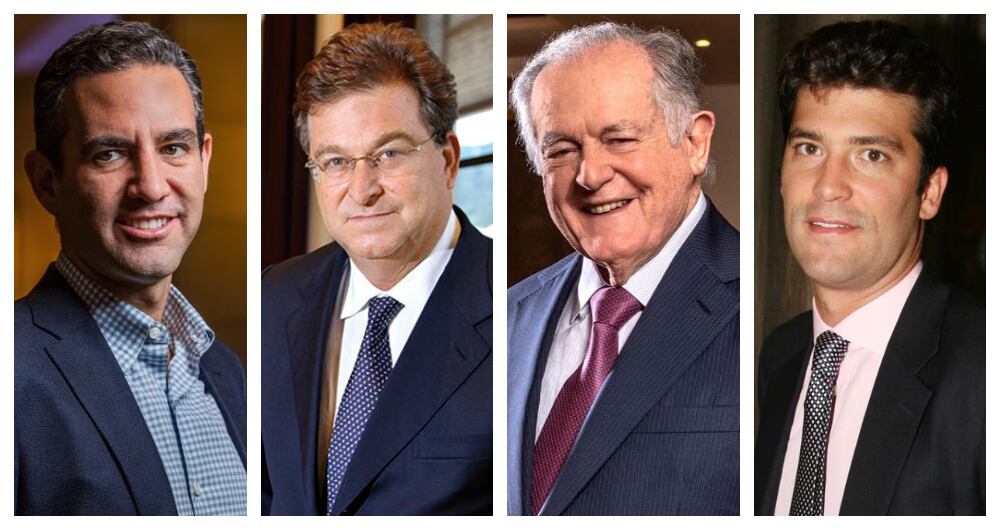 De izquierda a derecha: David Vélez, Jaime Gilinski, Luis Carlos Sarmiento Angulo y Alejandro SantoDomingo, los nombres colombianos en la Lista Forbes.