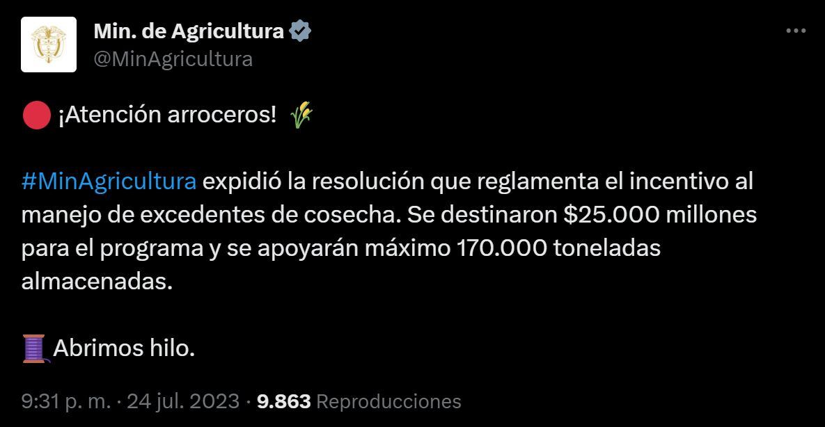 Trino MinAgricultura Arroceros