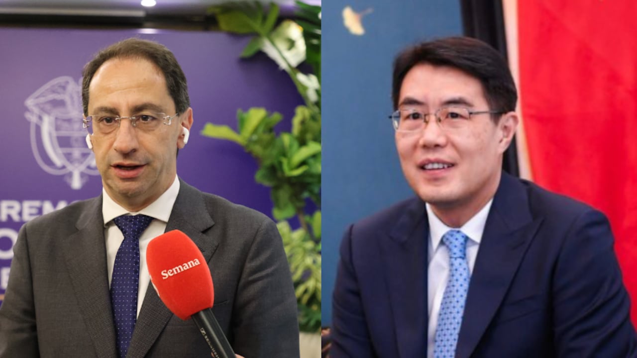 José Manuel Restrepo, vicepresidente de Colombia, y Zhu Jingyang, embajador de China en Colombia.