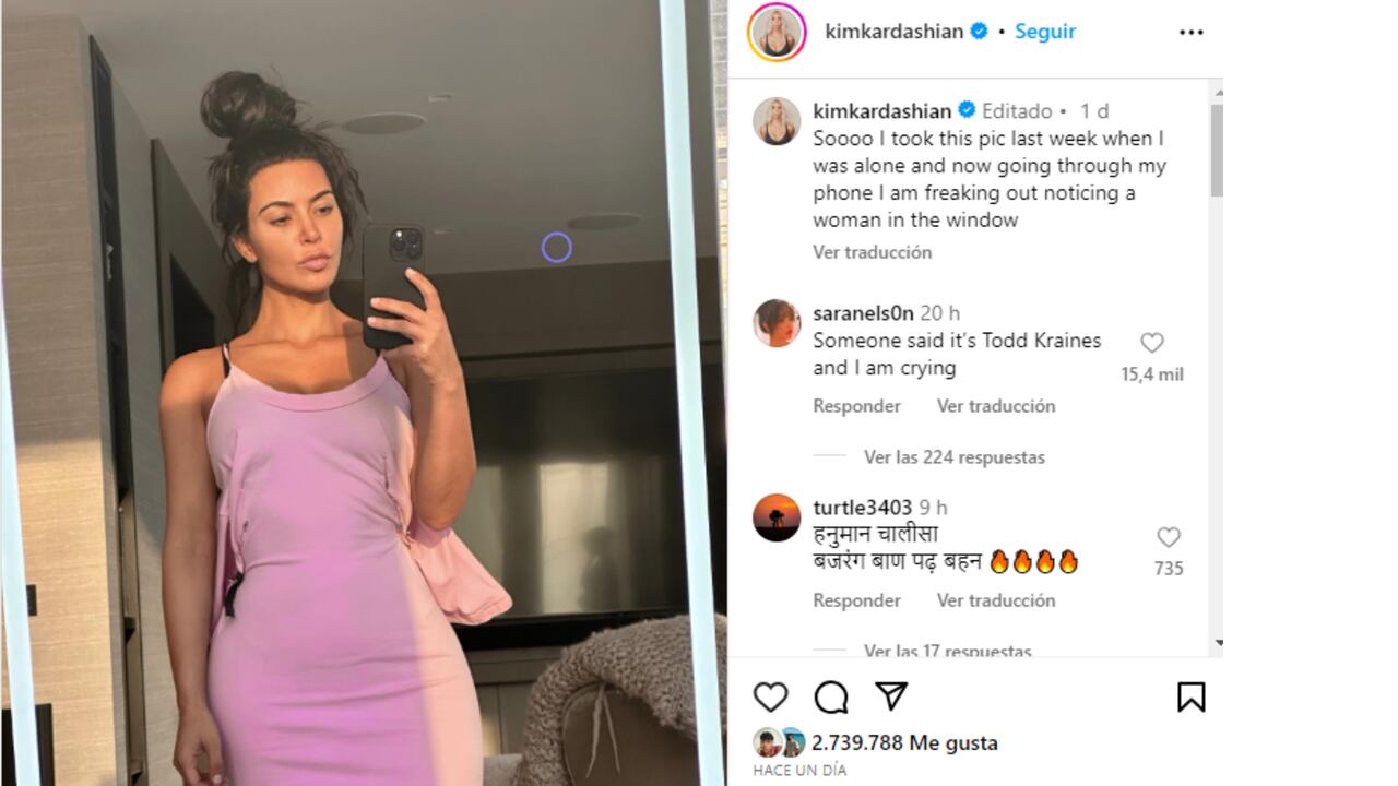 Kim Kardashian publicó una fotografía en la que supuestamente aparece un fenómeno paranormal.