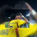 Luis Díaz y Alisson Becker al final del Colombia vs Brasil, en Barranquilla