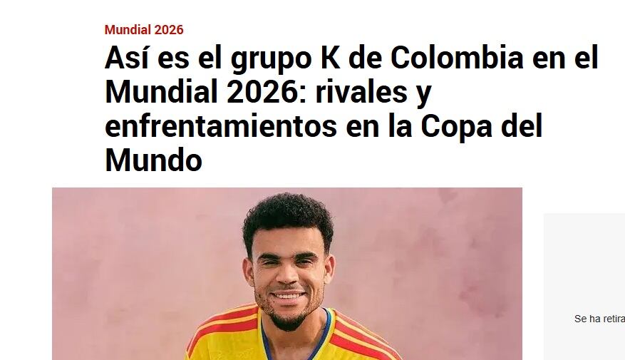 Título de Marca a un artículo dedicado a la Selección Colombia.
