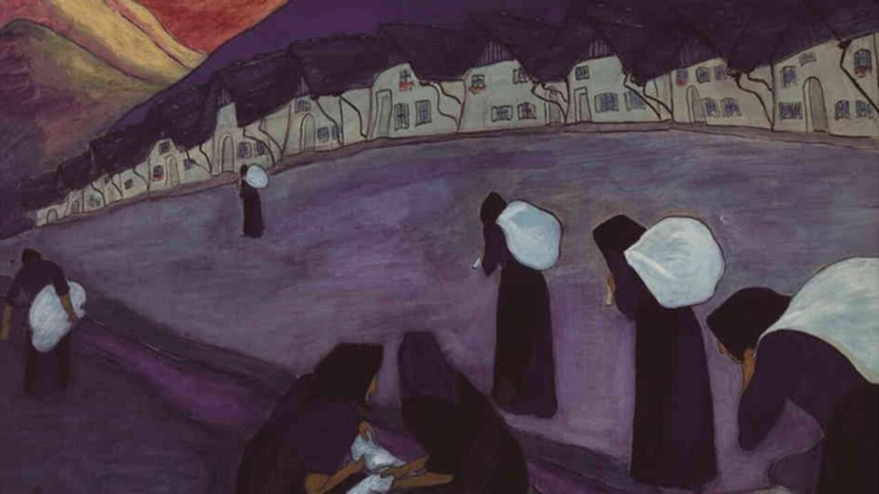 'Schwarzen Frauen (Mujeres negras)' (1910), por Marianne von Werefkin (1860-1938). Ilustración de la carátula de la edición de esta antología de la Universidad Externado de Colombia en su colección "Un libro por centavos".