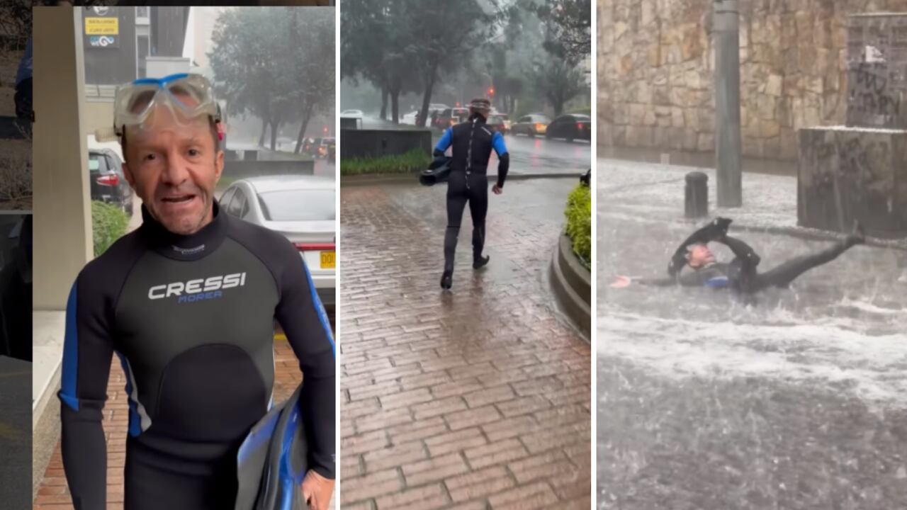 Pirry en medio de un aguacero en la capital Colombiana.