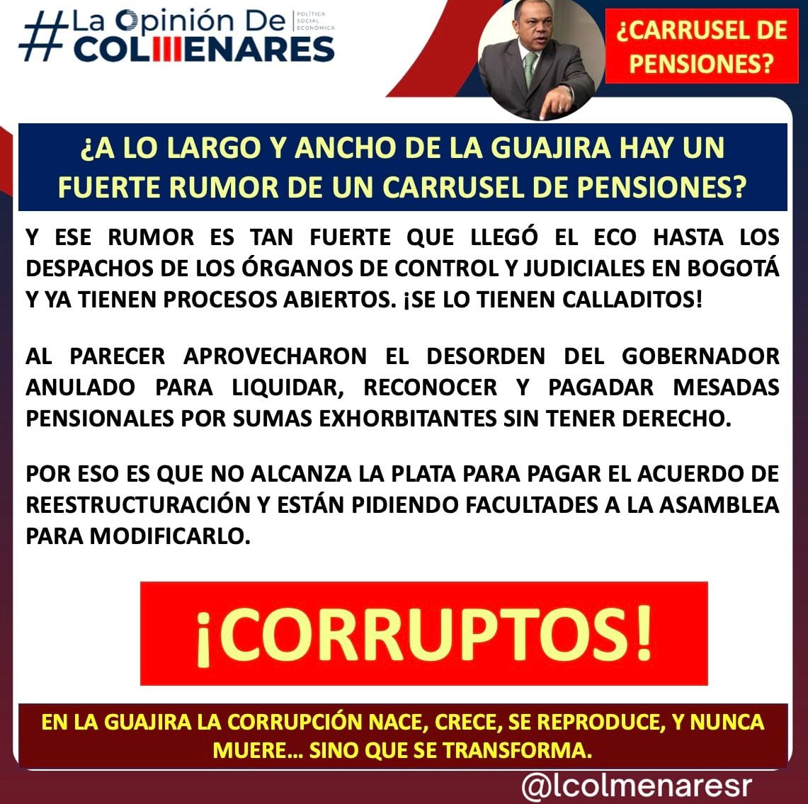 Luis Colmenares empezó a alertar sobre el tema en sus redes sociales.