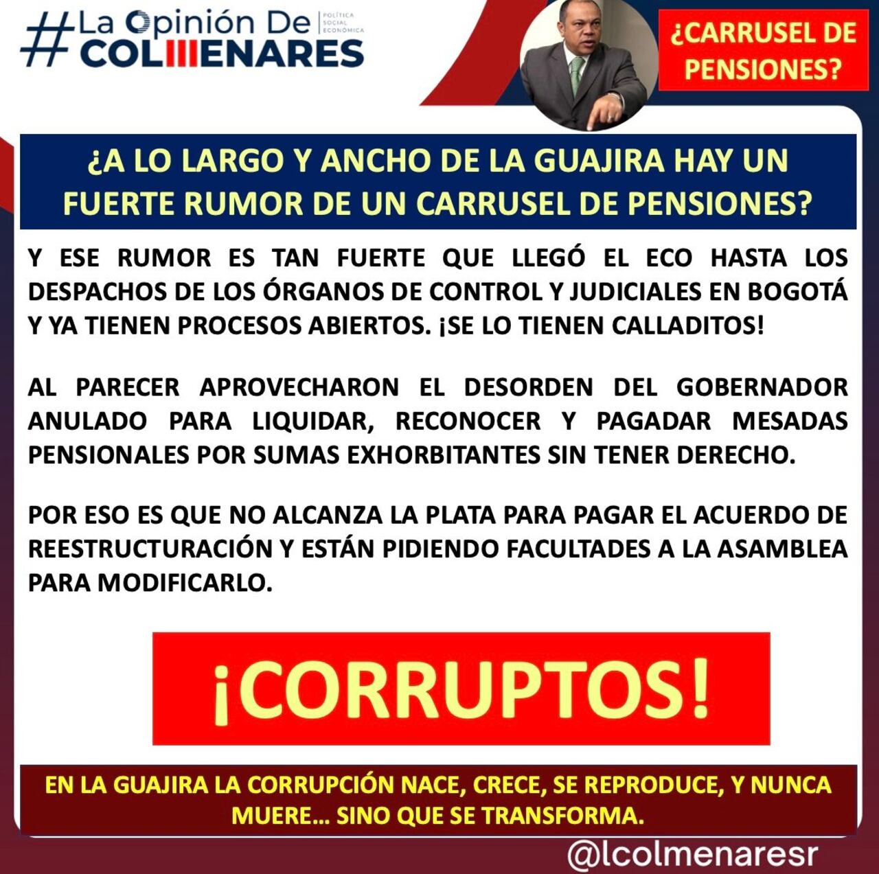 Luis Colmenares empezó a alertar sobre el tema en sus redes sociales.