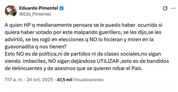La publicación de Eduardo Pimentel.