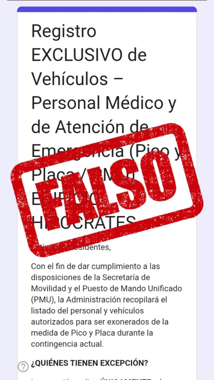 Imagen falsa emitida por la Secretaría Distrital de Movilidad de Cali