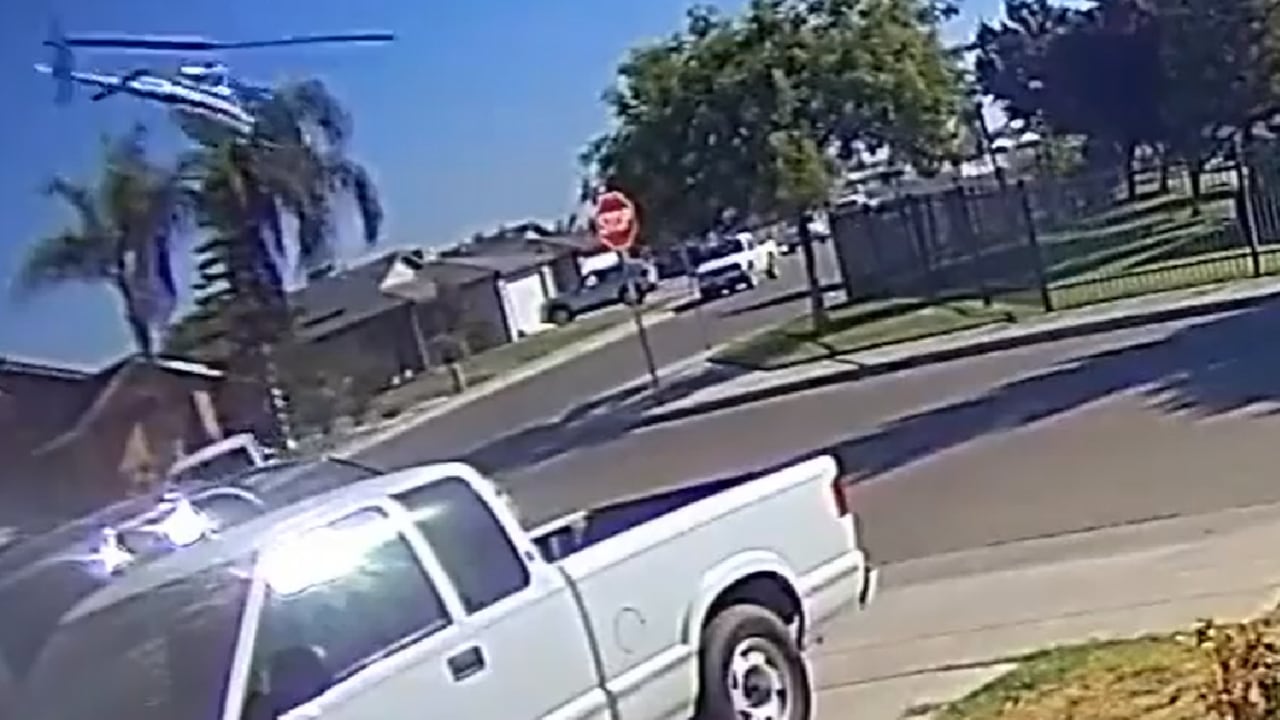 Aparatoso accidente de helicóptero en California.