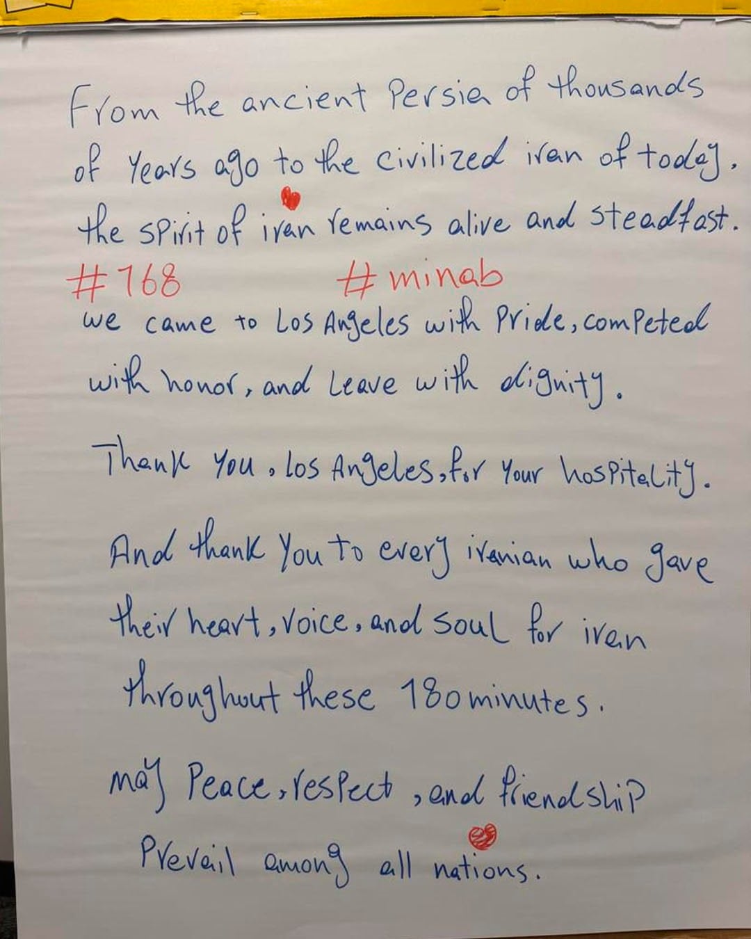 Carta de Irán en Los Ángeles.