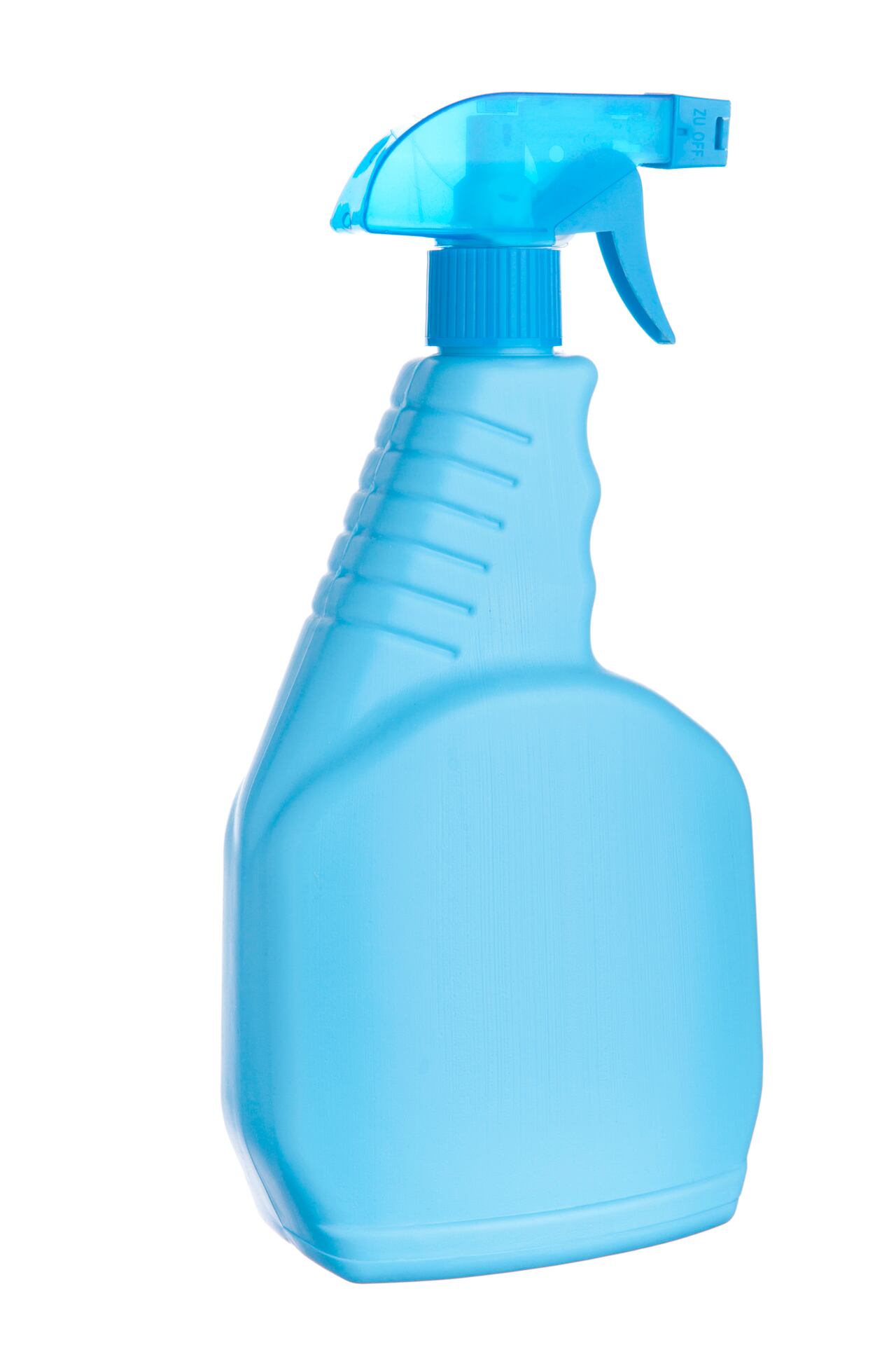 This is a photo of a white spray bottle isolated on a pure white background.