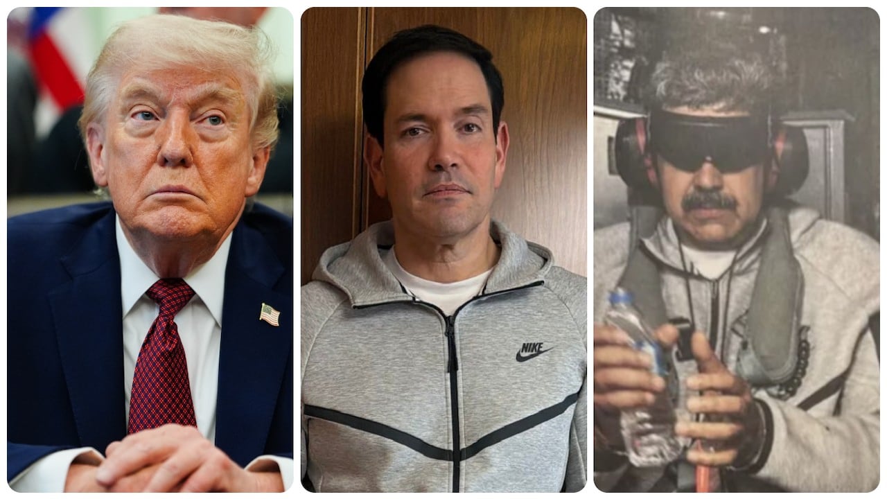 Donald Trump, Marco Rubio y Nicolás Maduro.