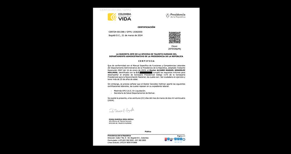    El consejero, ficha de la primera dama, Verónica Alcocer, solo pudo probar cerca de 3 años de los 17 de experiencia que declaró en la hoja de vida de Función Pública.