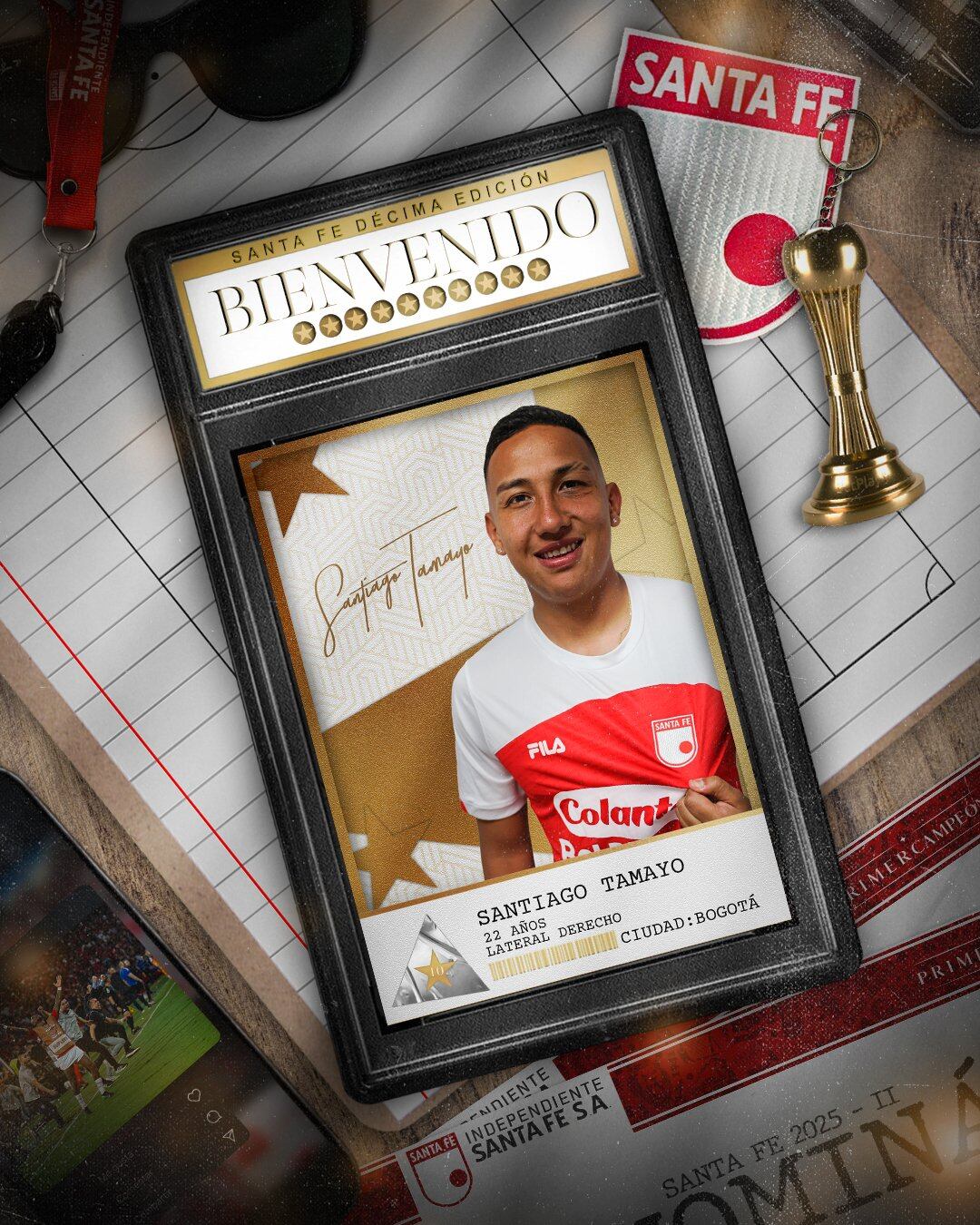 Santiago Tamayo regresa a Independiente Santa Fe. Es lateral derecho.