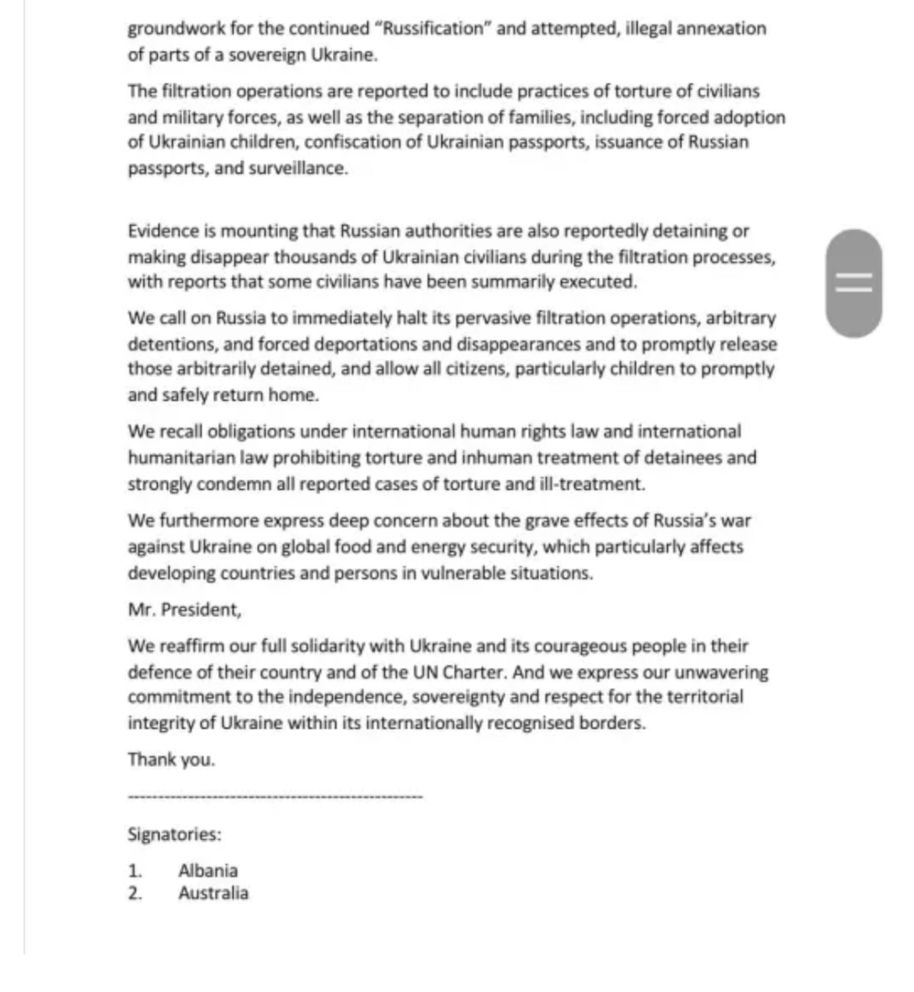 Documento ONU condena invasión Rusia a Ucrania