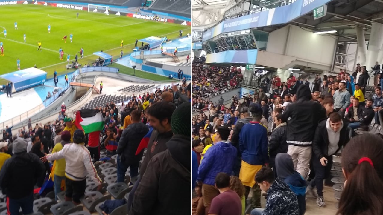 Aficionados de Colombia envueltos en pelea con hinchas de Israel