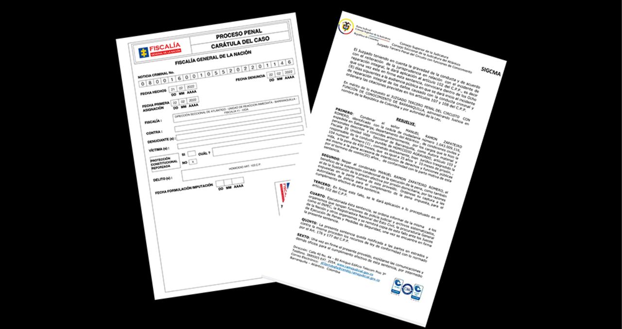 Orden de captura contra alias Mane por el asesinato de Rosa, y la sentencia condenatoria por el homicidio de Mileidis.