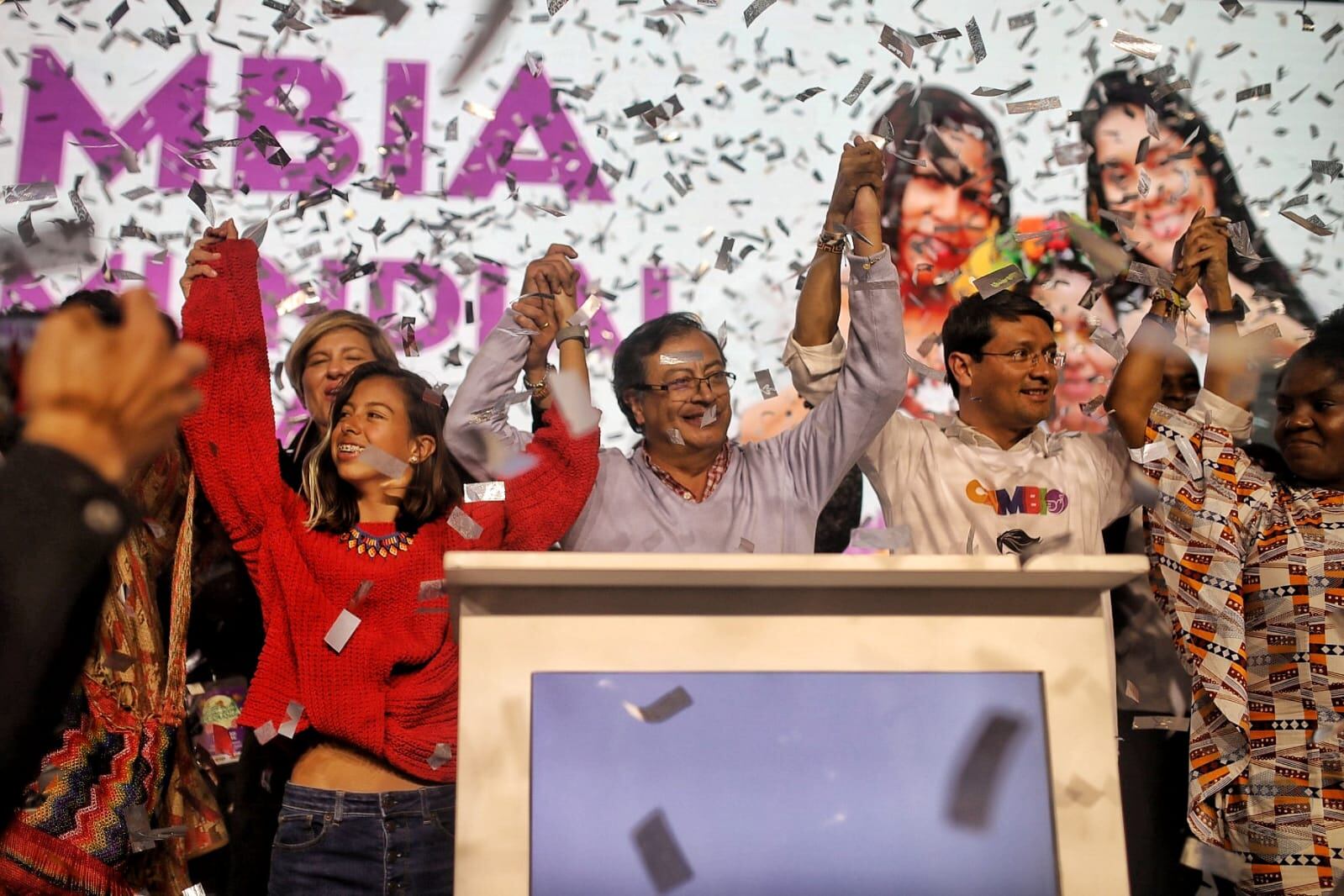 Gustavo Petro Ganador del Pacto por Colombia, celebra su victoria