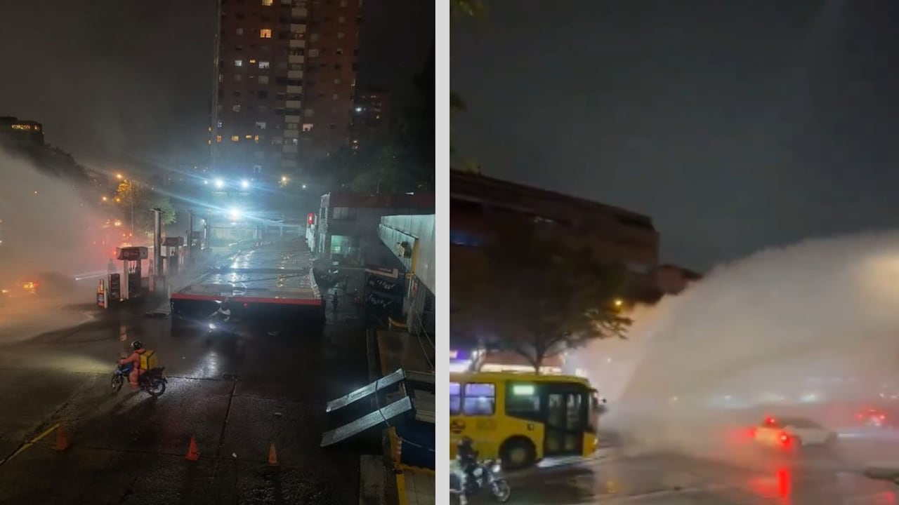 Imagen ruptura de tubo madre de agua potable en Usaquén.