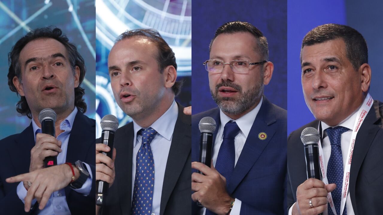 Federico Gutiérrez, alcalde de Medellín; Alejandro Eder, alcalde de Cali; Jaime Andrés Beltrán, alcalde de Bucaramanga; y Dumek Turbay, alcalde de Cartagena.