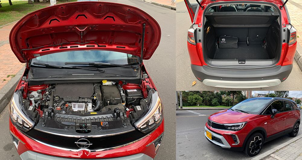 El Opel Crossland cuenta con un motor Turbo de 1.2 litros de tres cilindros e inyección directa, el cual genera 110 caballos de fuerza. Su baúl tiene capacidad  para 410 litros.